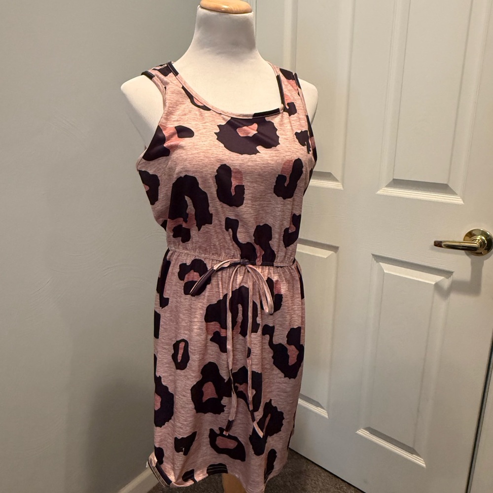 Pink Leopard Print Sleeveless Dress